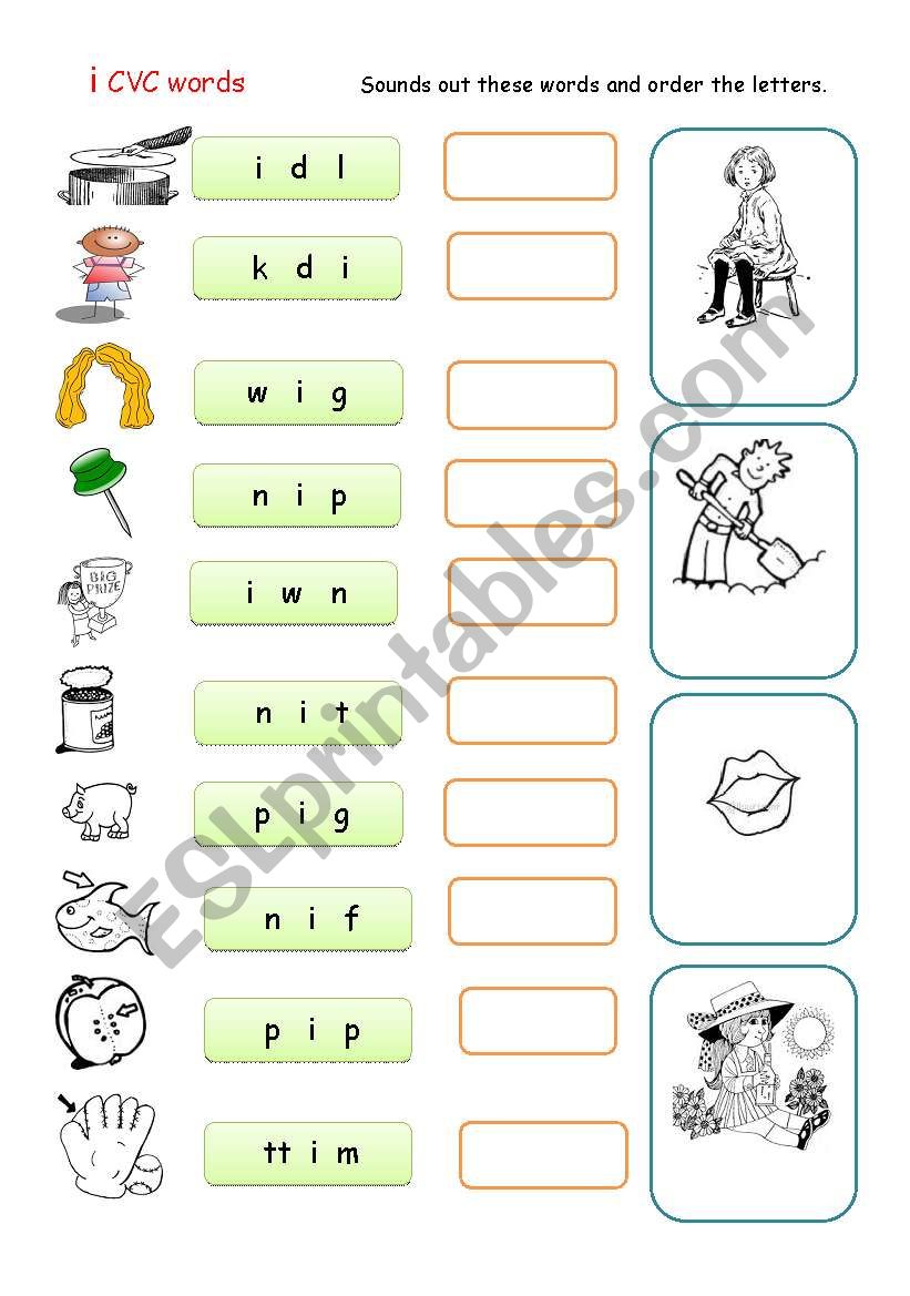 CVC words i sounds - part 2 worksheet