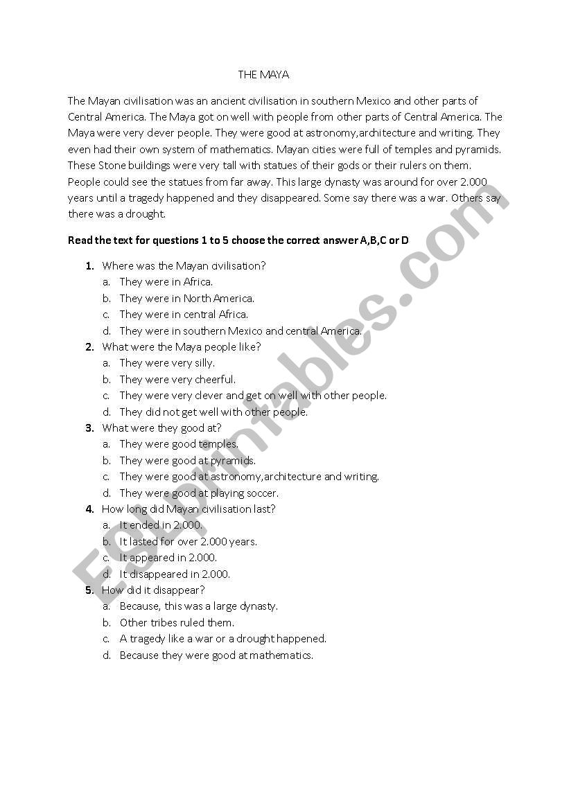 6 th grade placement test worksheet