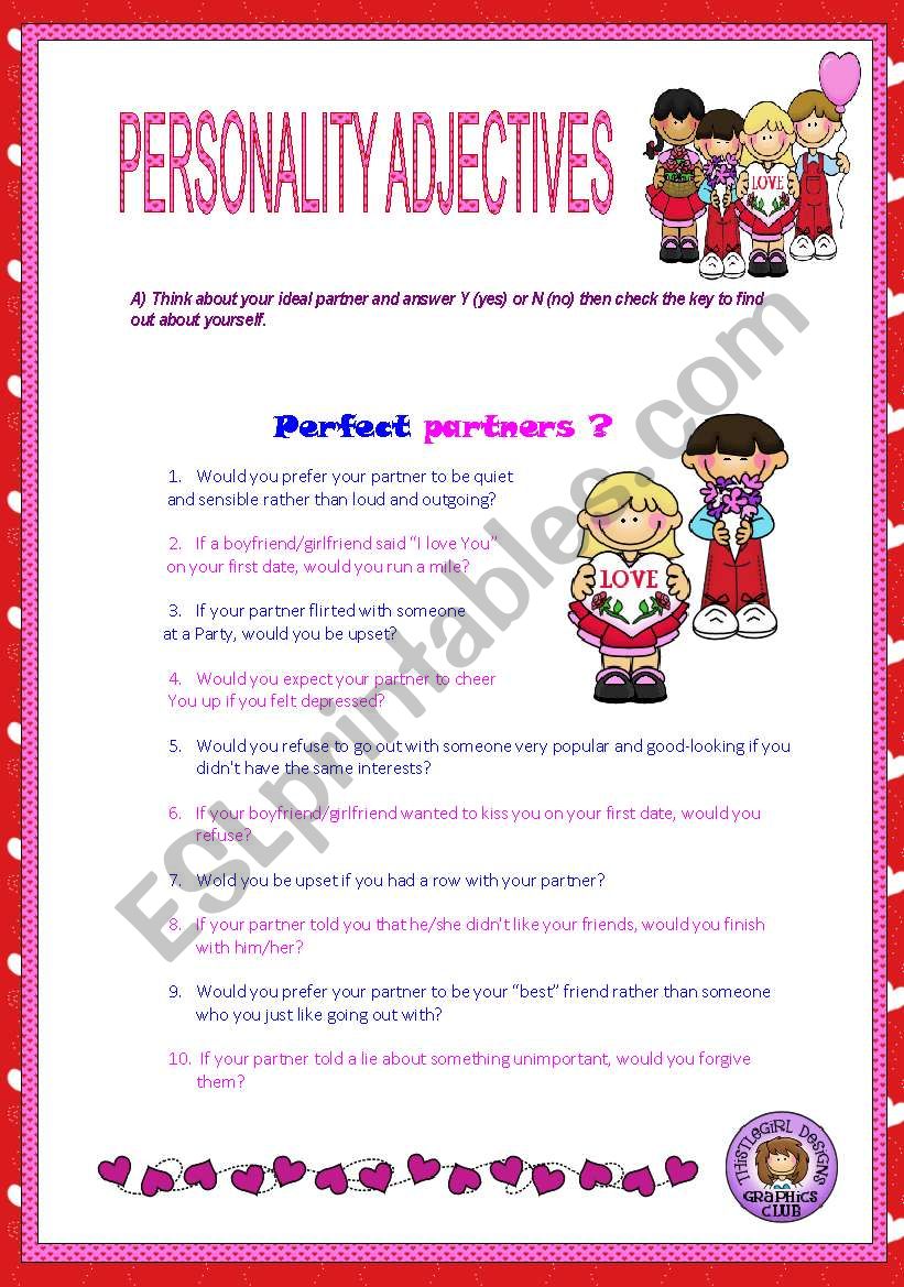 PERSONALITY ADJECTIVES worksheet