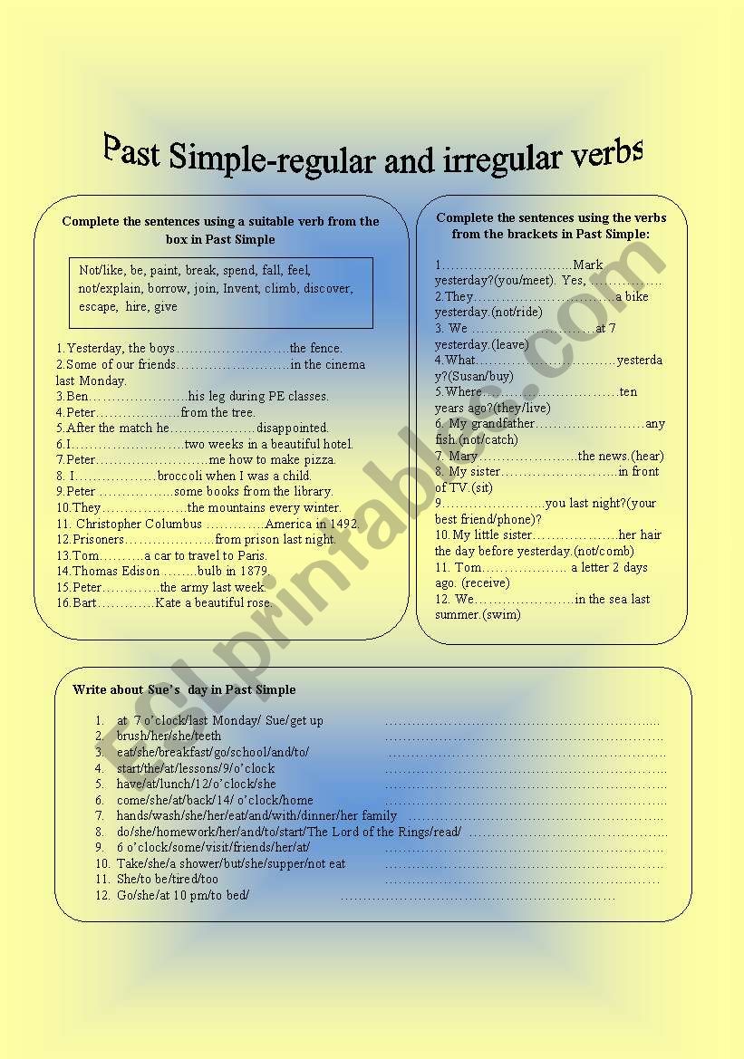 PAST SIMPLE OF REGULAR AND IRREGULAR VERBS