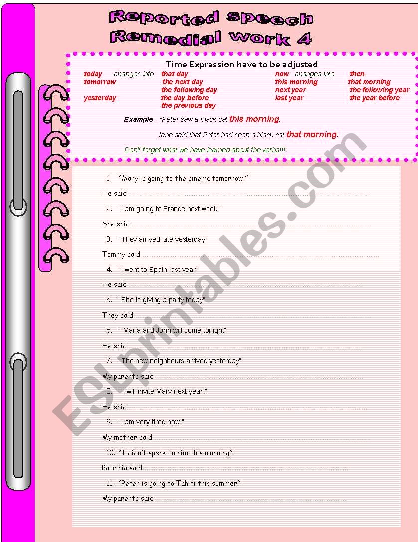 REPORTED SPEECH - Remedial work (4)