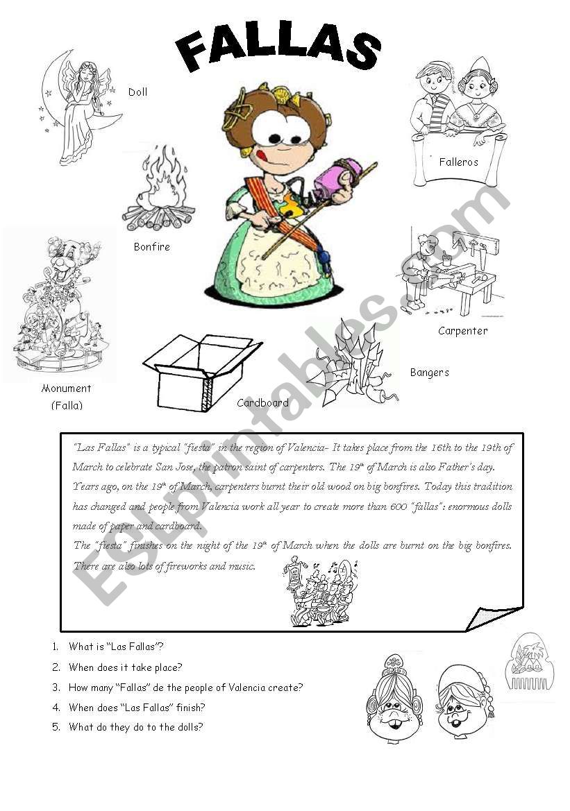 FALLAS in VALENCIA worksheet