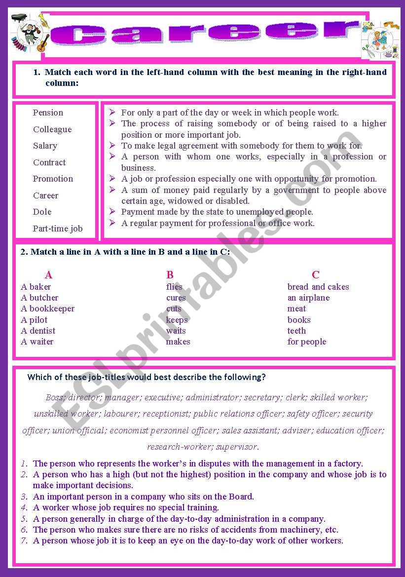 Career worksheet