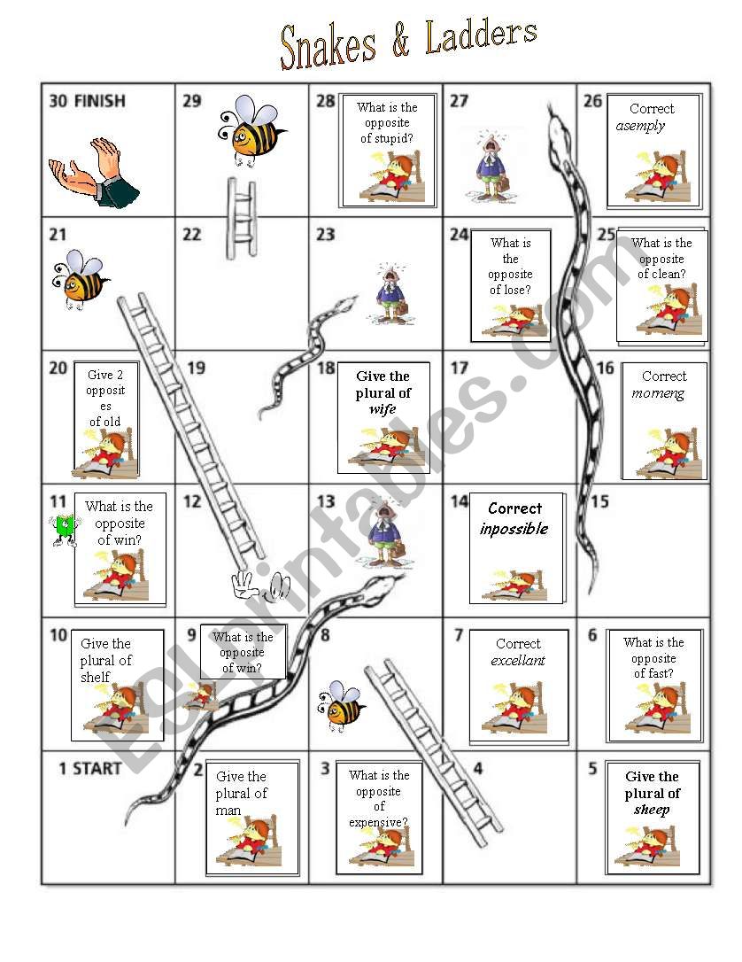 snake and ladder worksheet