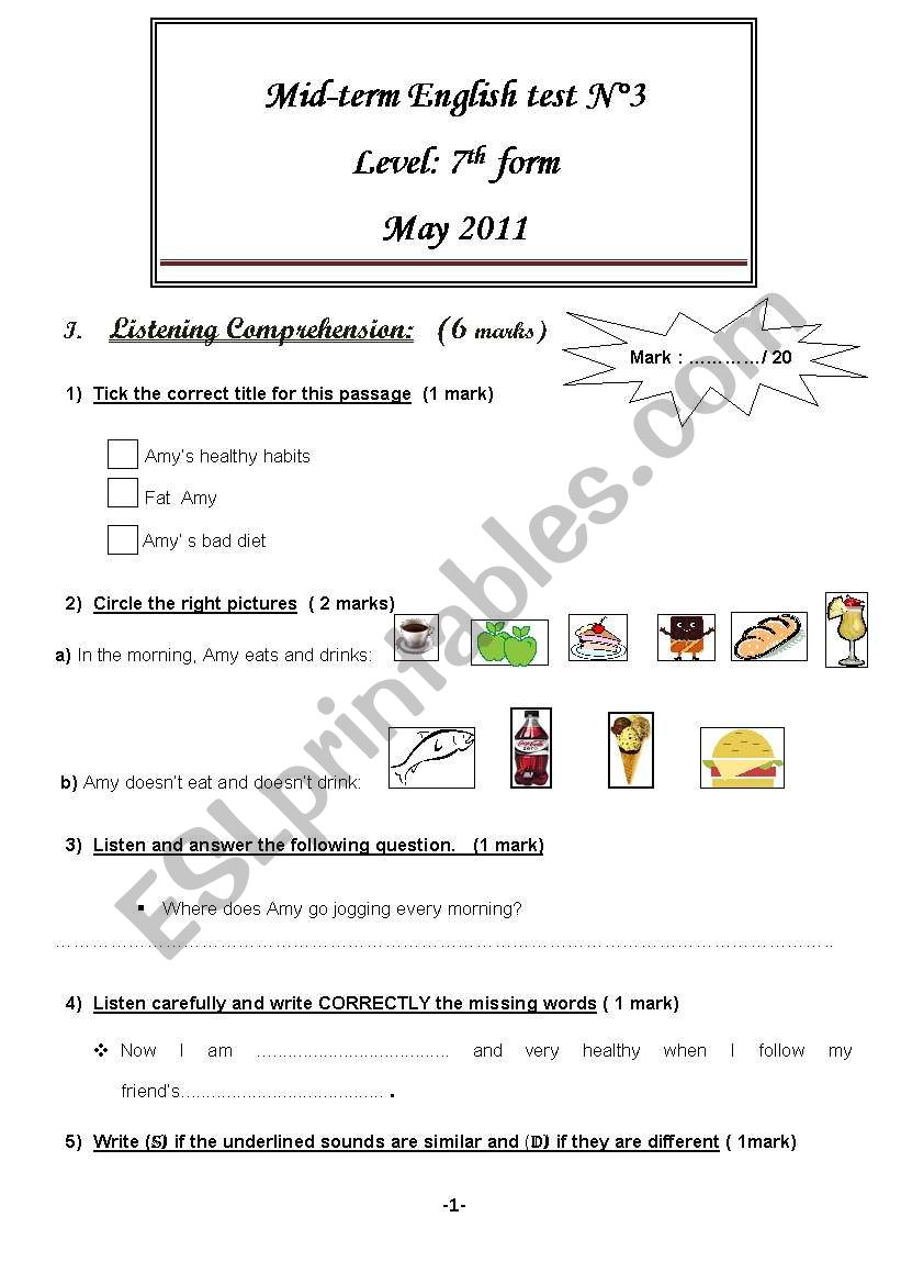 Mid Term Test N3 for 7th formers