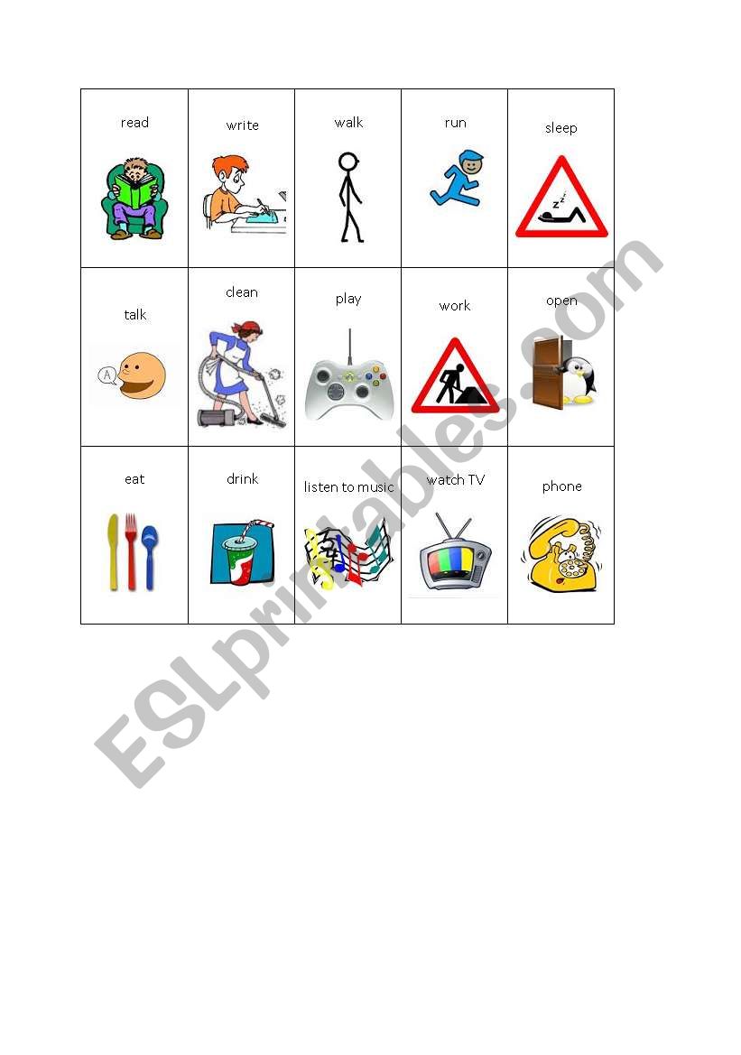 Verbs - actions worksheet