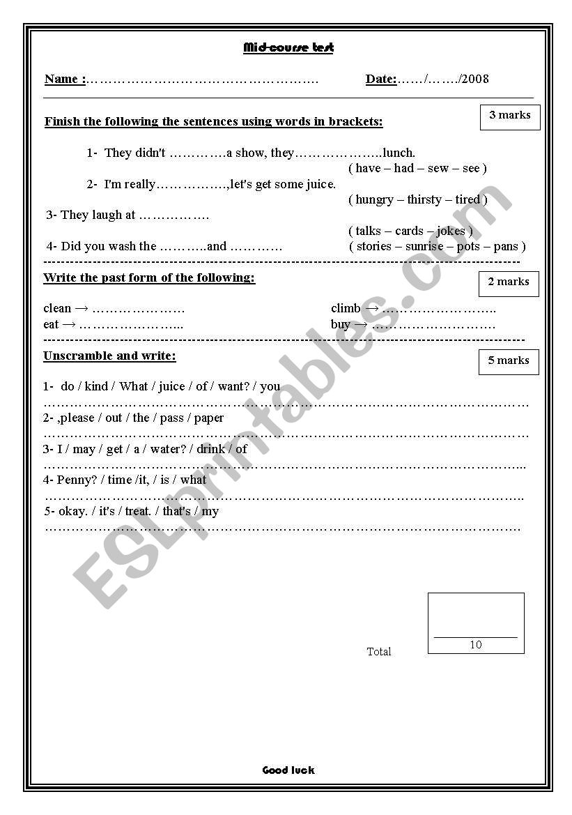 past simple worhsheet worksheet