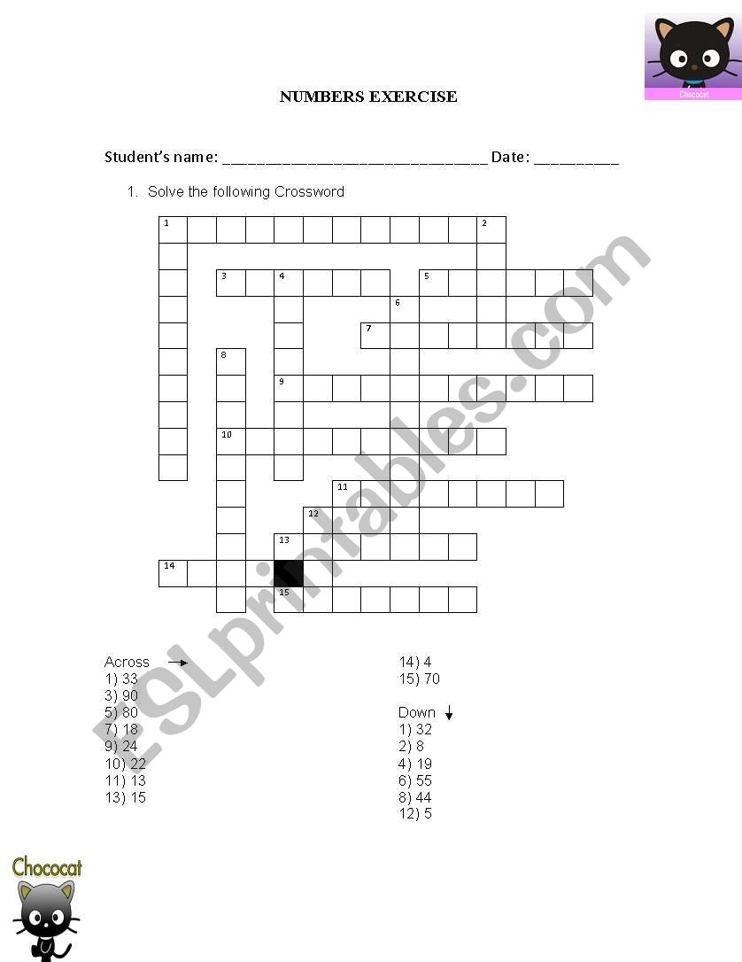 Numbers worksheet