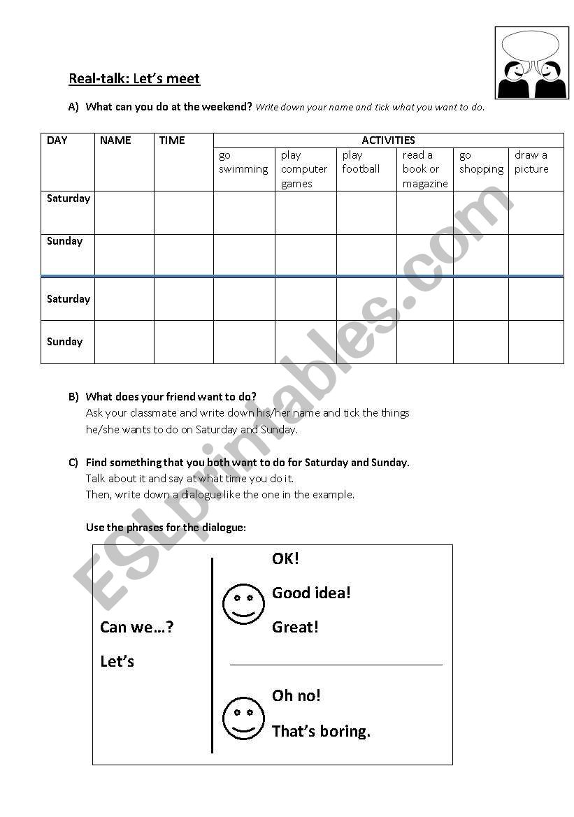 Real Talk: Lets meet worksheet