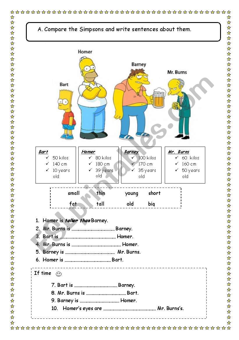 comparatives worksheet