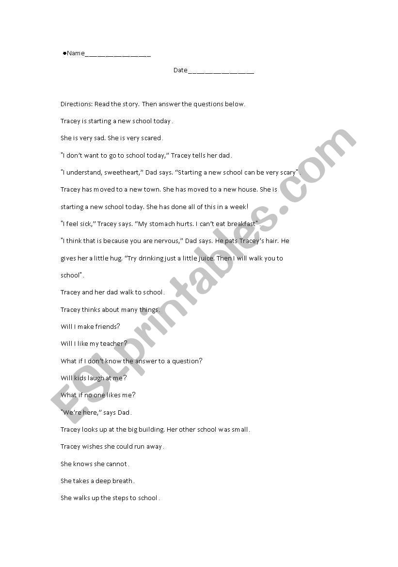 THE NEW SCHOOL worksheet