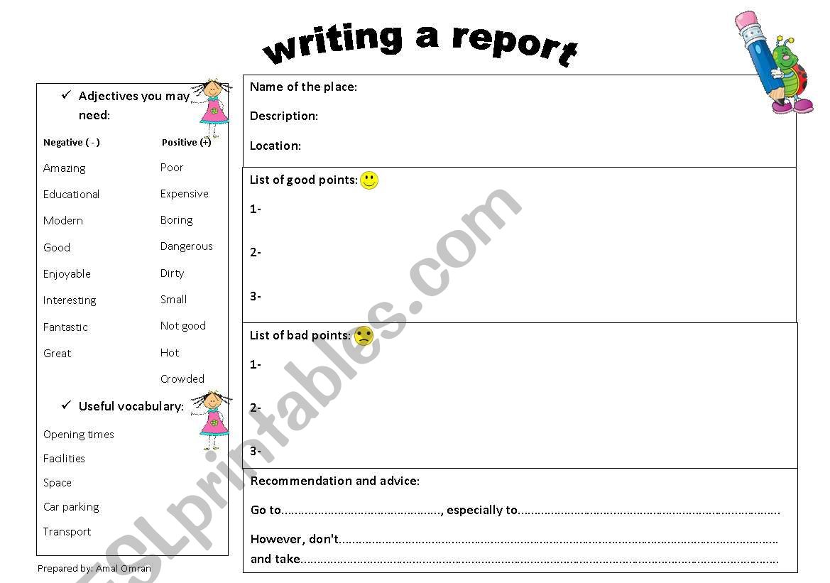 writing a report worksheet