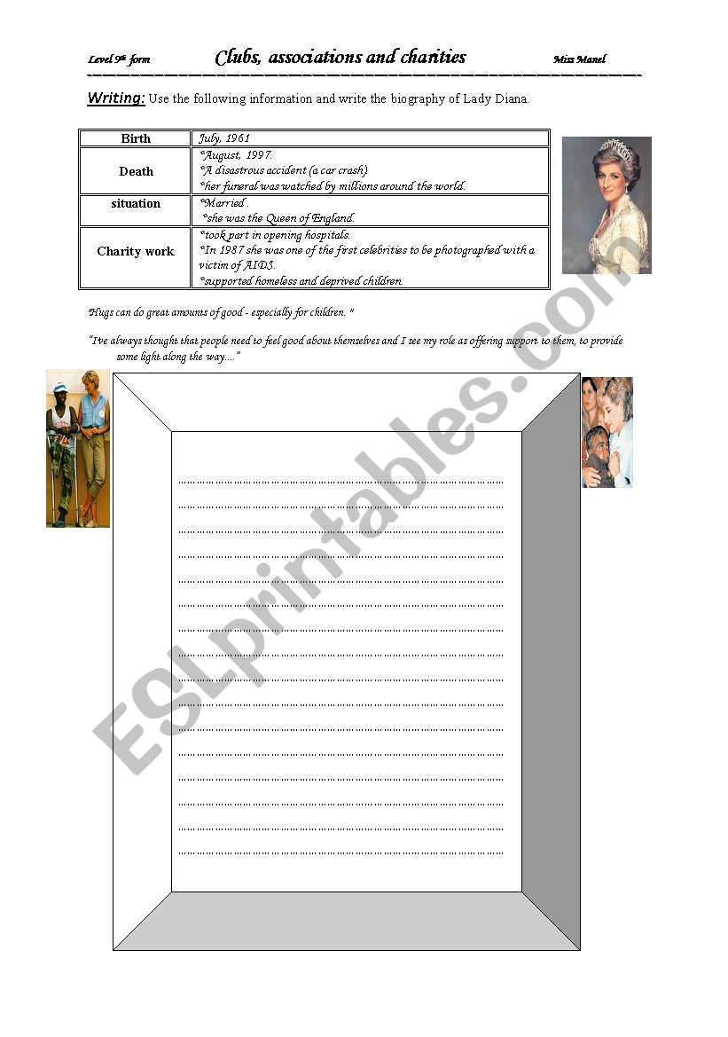 Charity work worksheet