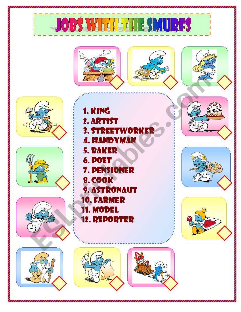 Jobs with The Smurfs worksheet