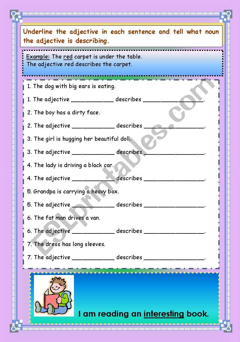 Adjectives worksheet