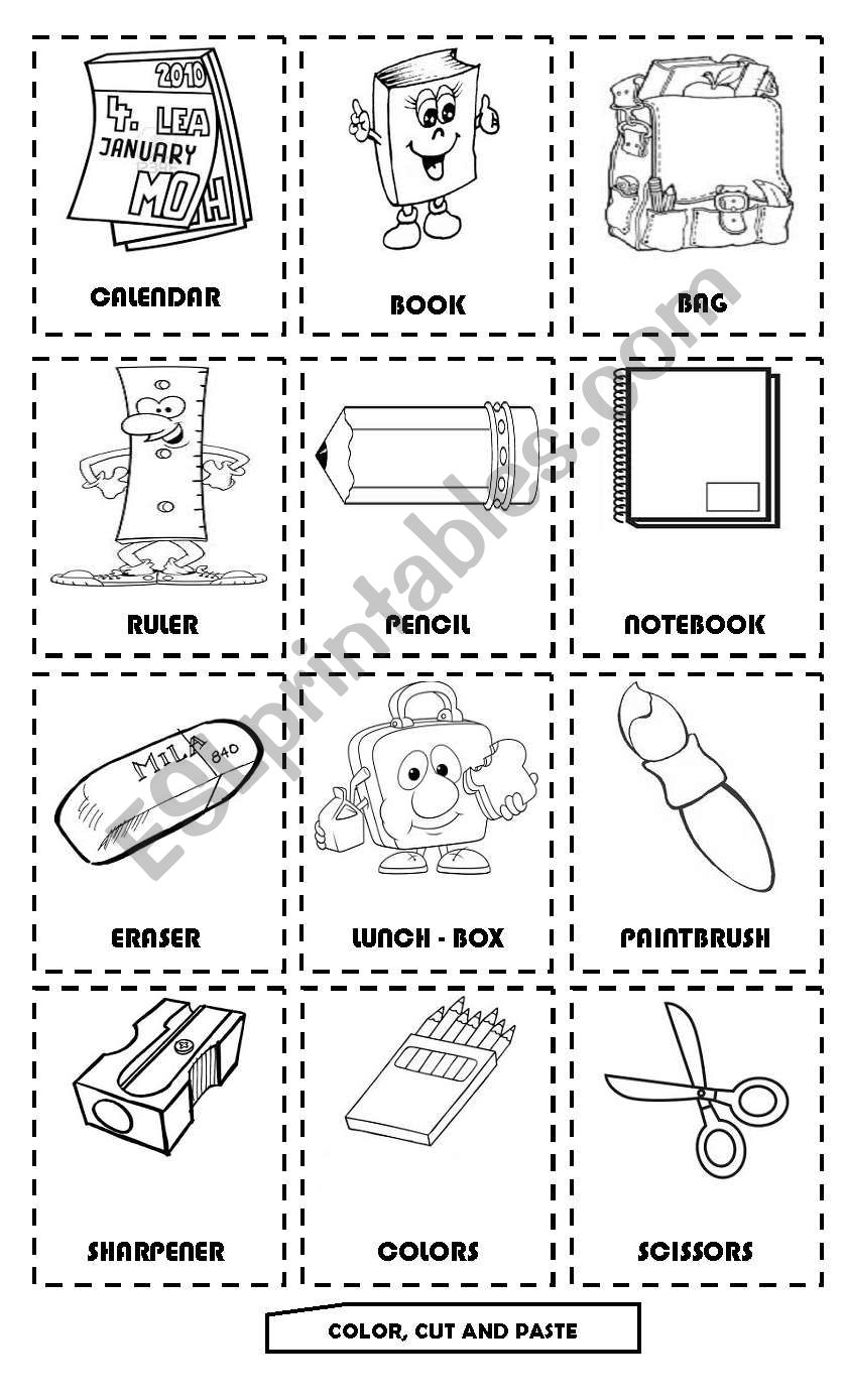 My School Things worksheet