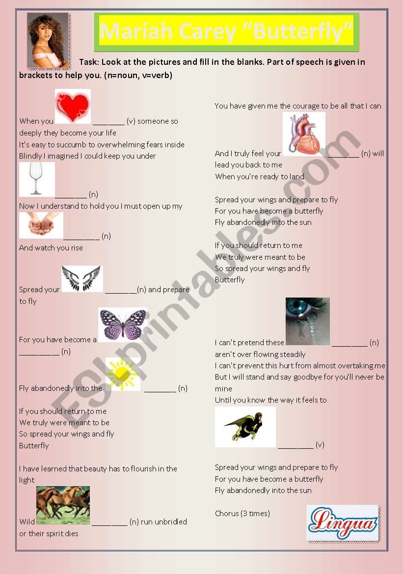 Understanding the lyrics:  worksheet