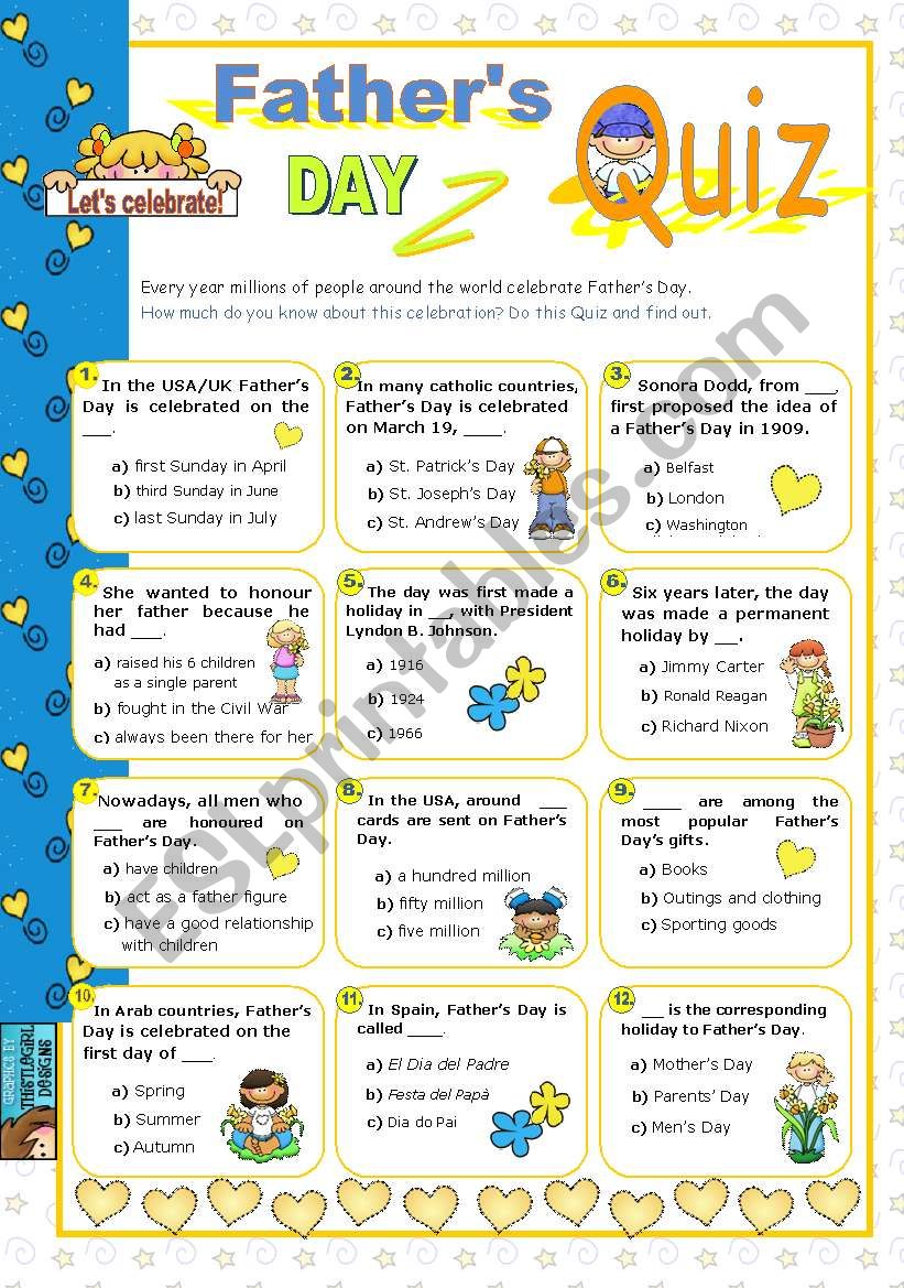 FatherÂ´s Day  Quiz worksheet