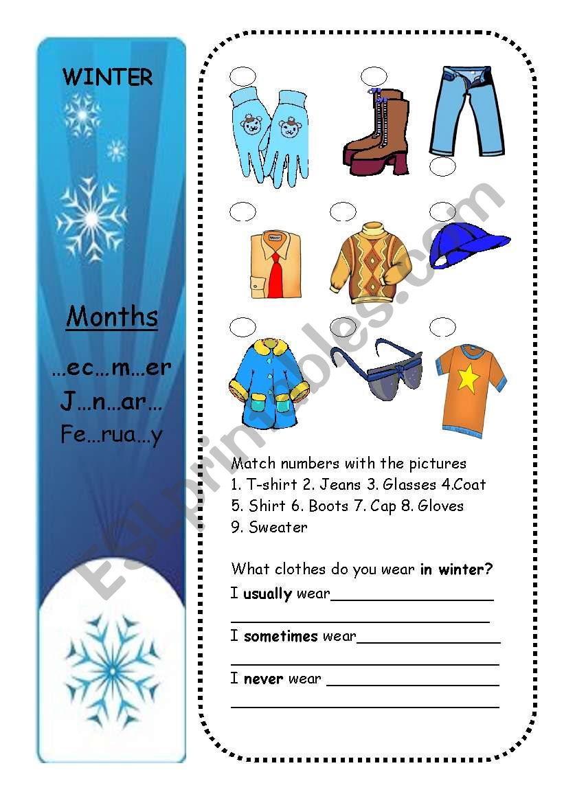 CLOTHES + SEASONS (part 1/4) worksheet