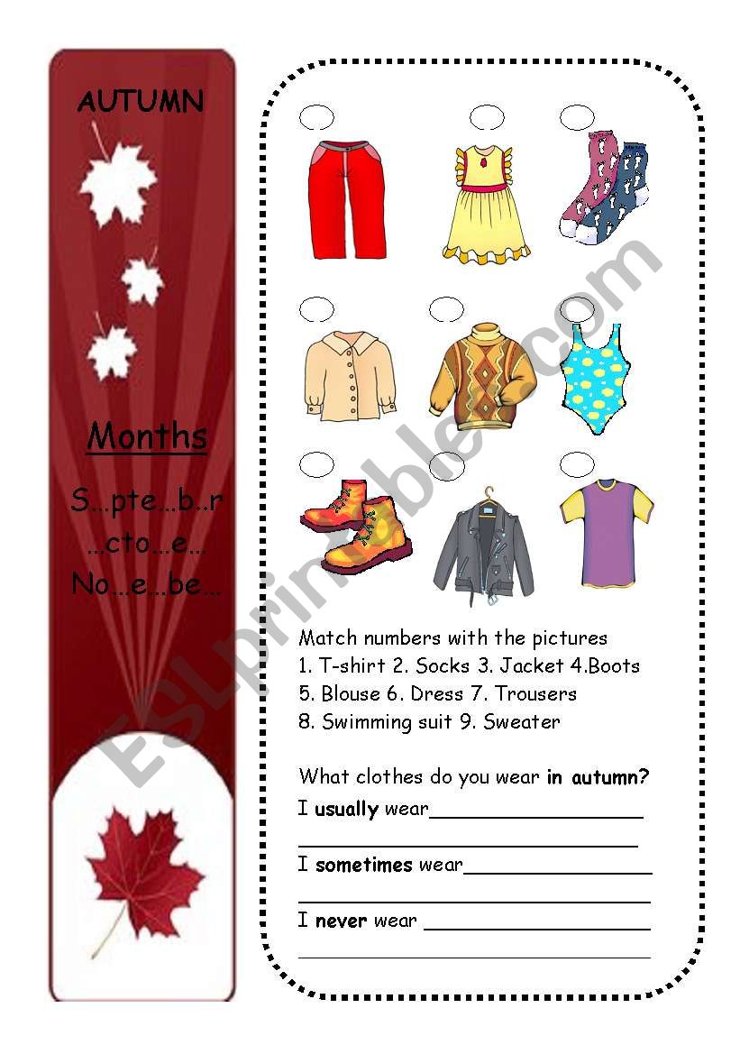 CLOTHES + SEASONS (part 2/4) worksheet