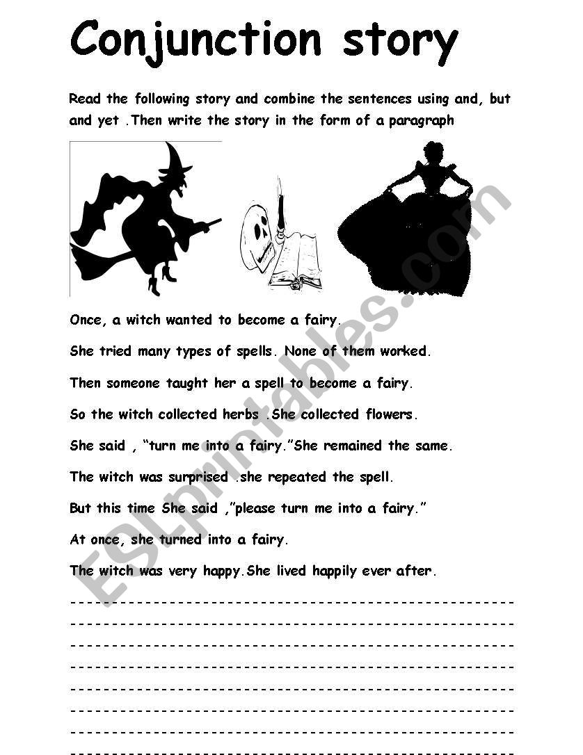 conjunction story worksheet