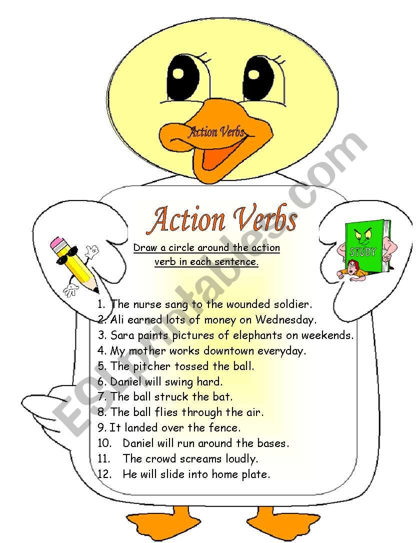 action verbs worksheet