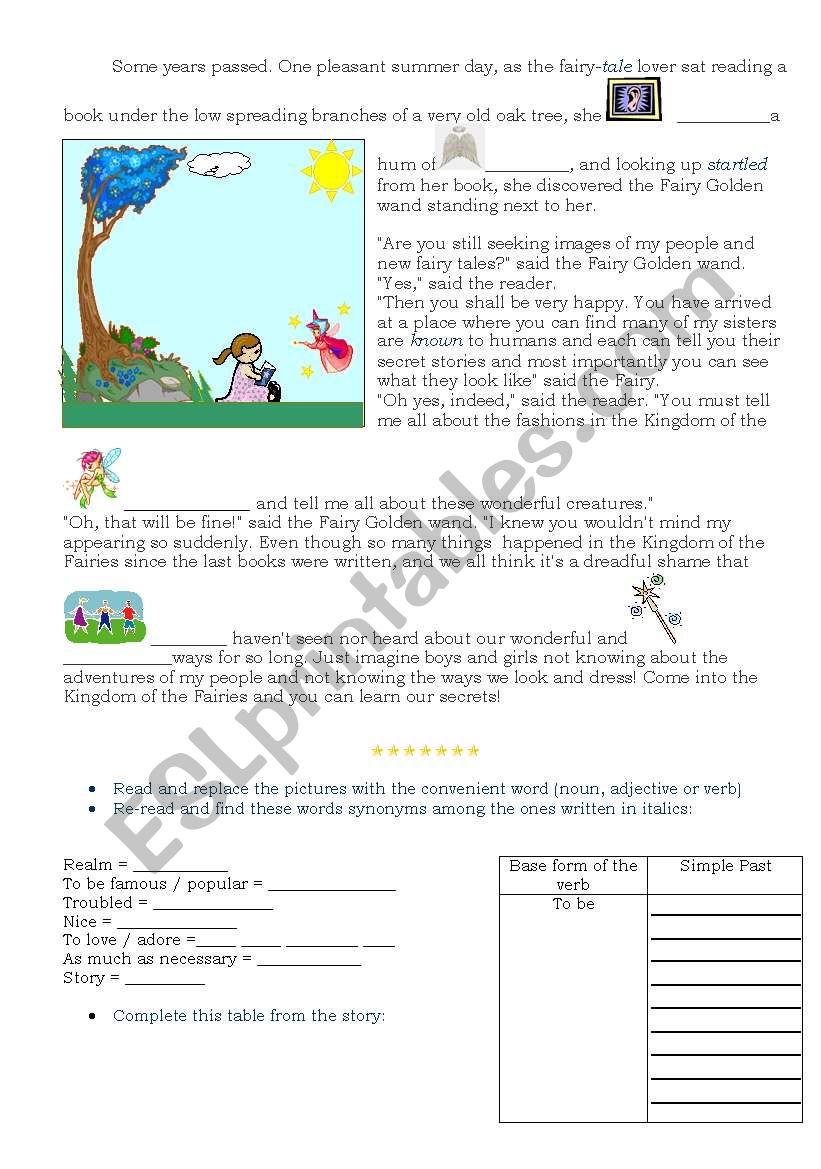 The Fairies - nice story 2/2 worksheet