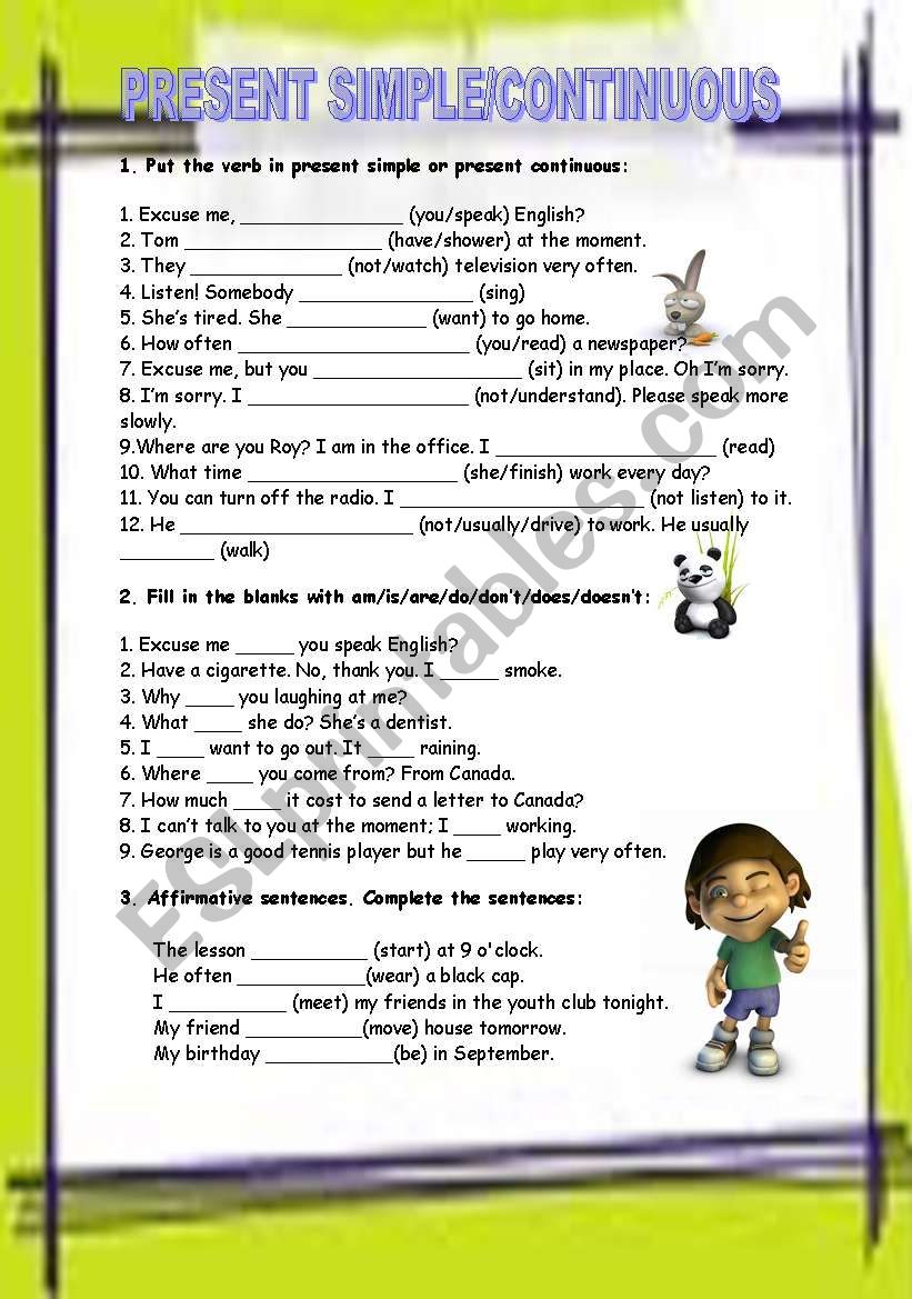 the present worksheet