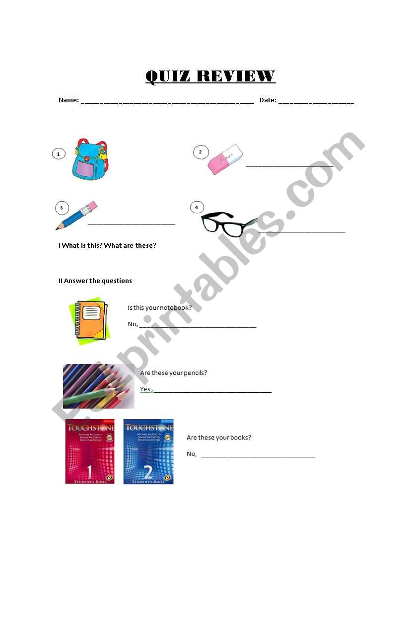 school supplies and different activities