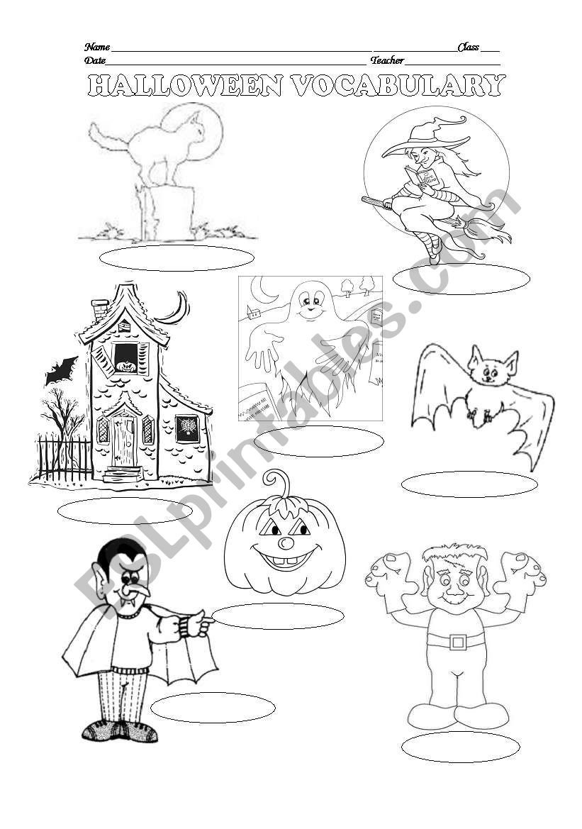 Halloween vocabulary worksheet