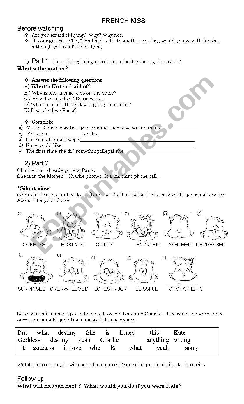 French kiss worksheet