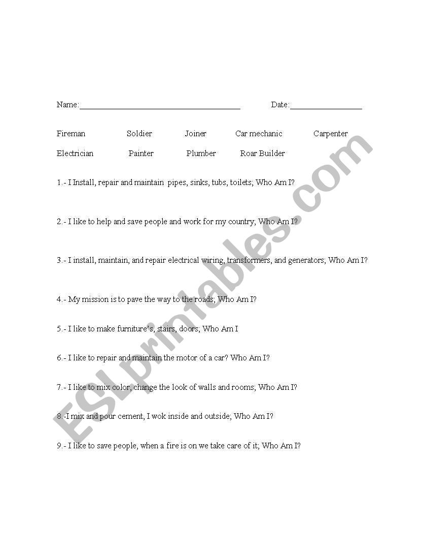 The Jobs worksheet