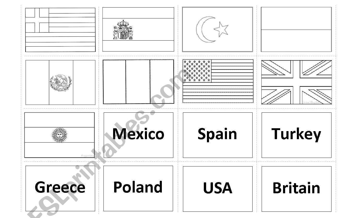 Countries and nationalities memory game