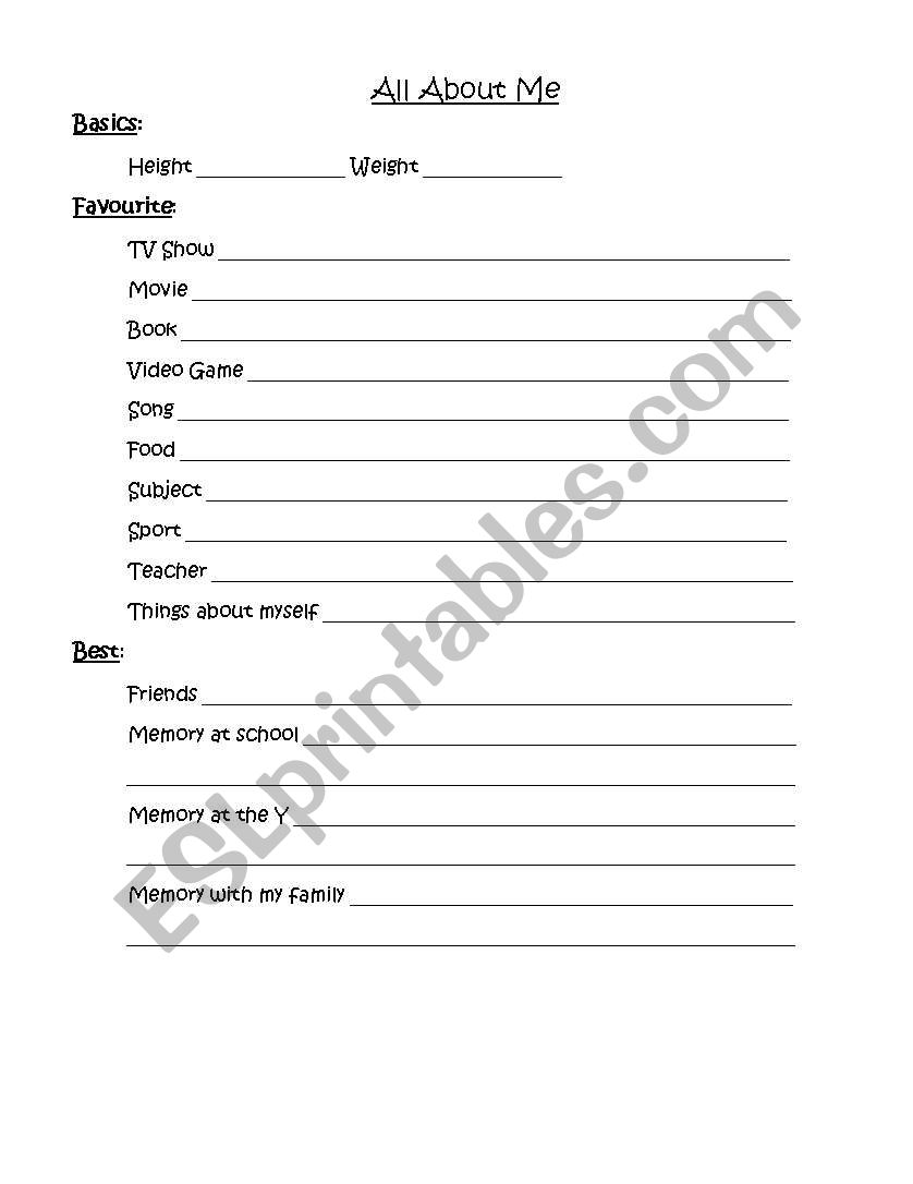 Time Capsule worksheet