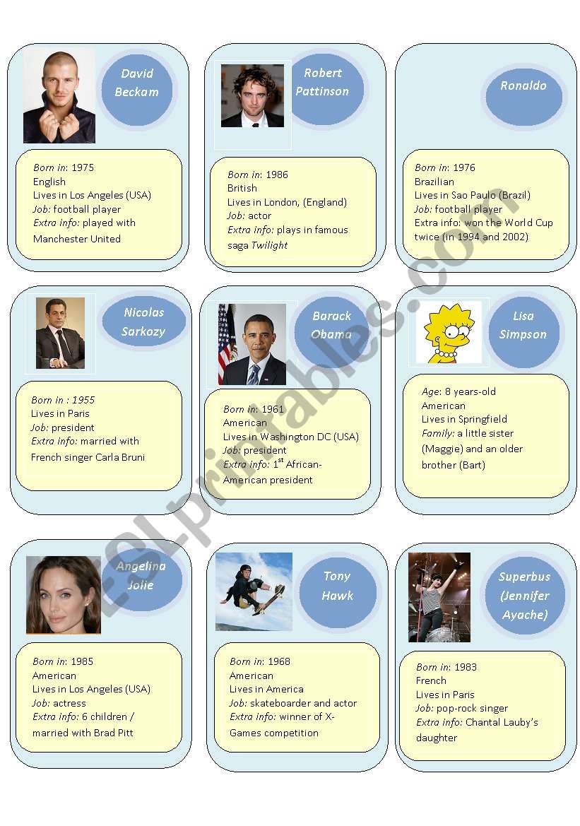 Guess who cards 3 worksheet
