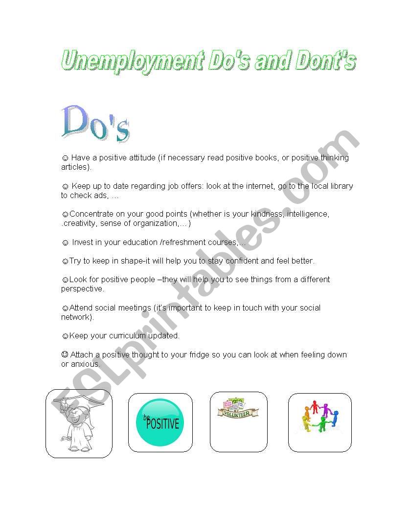 Unemployment_dos-and_donts worksheet