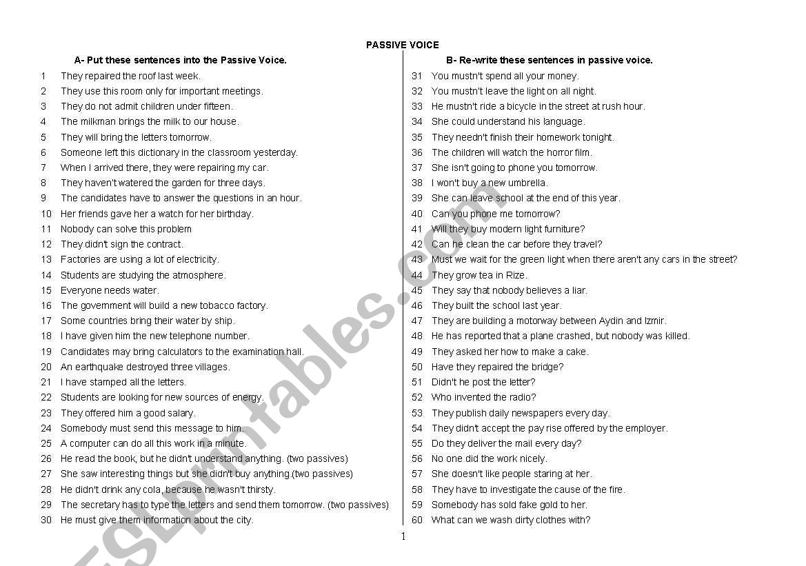 Passive Voice Detailed Exercises