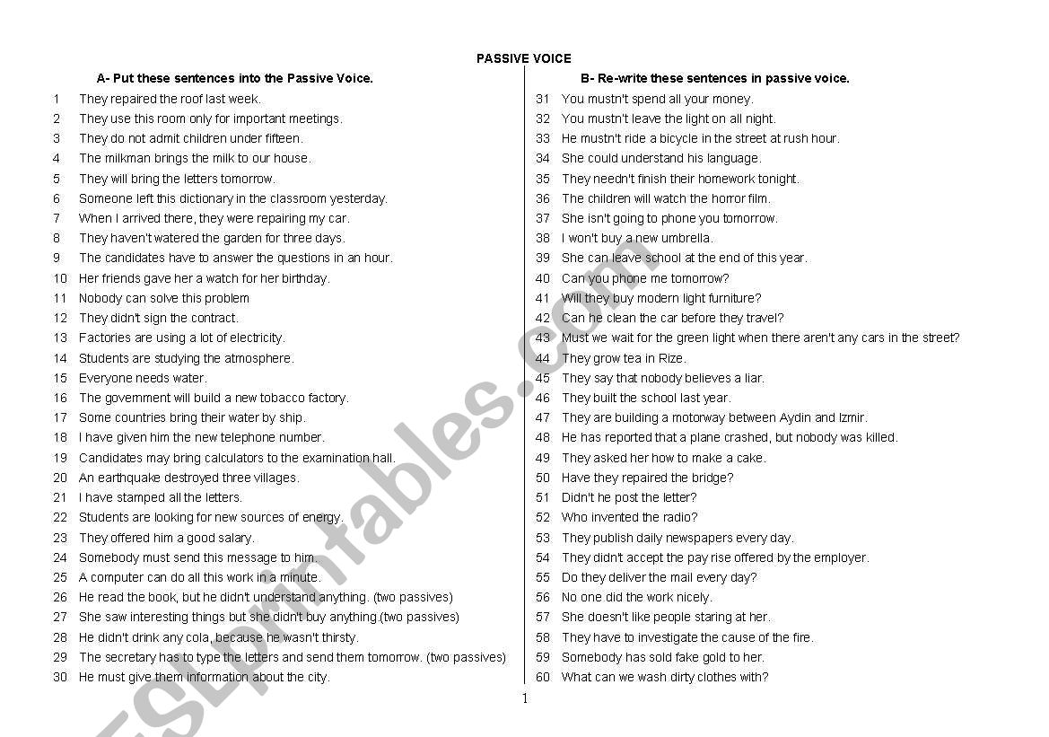 Passive Voice Detailed Exercises