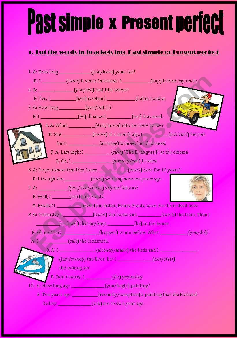 past simple x present perfect worksheet