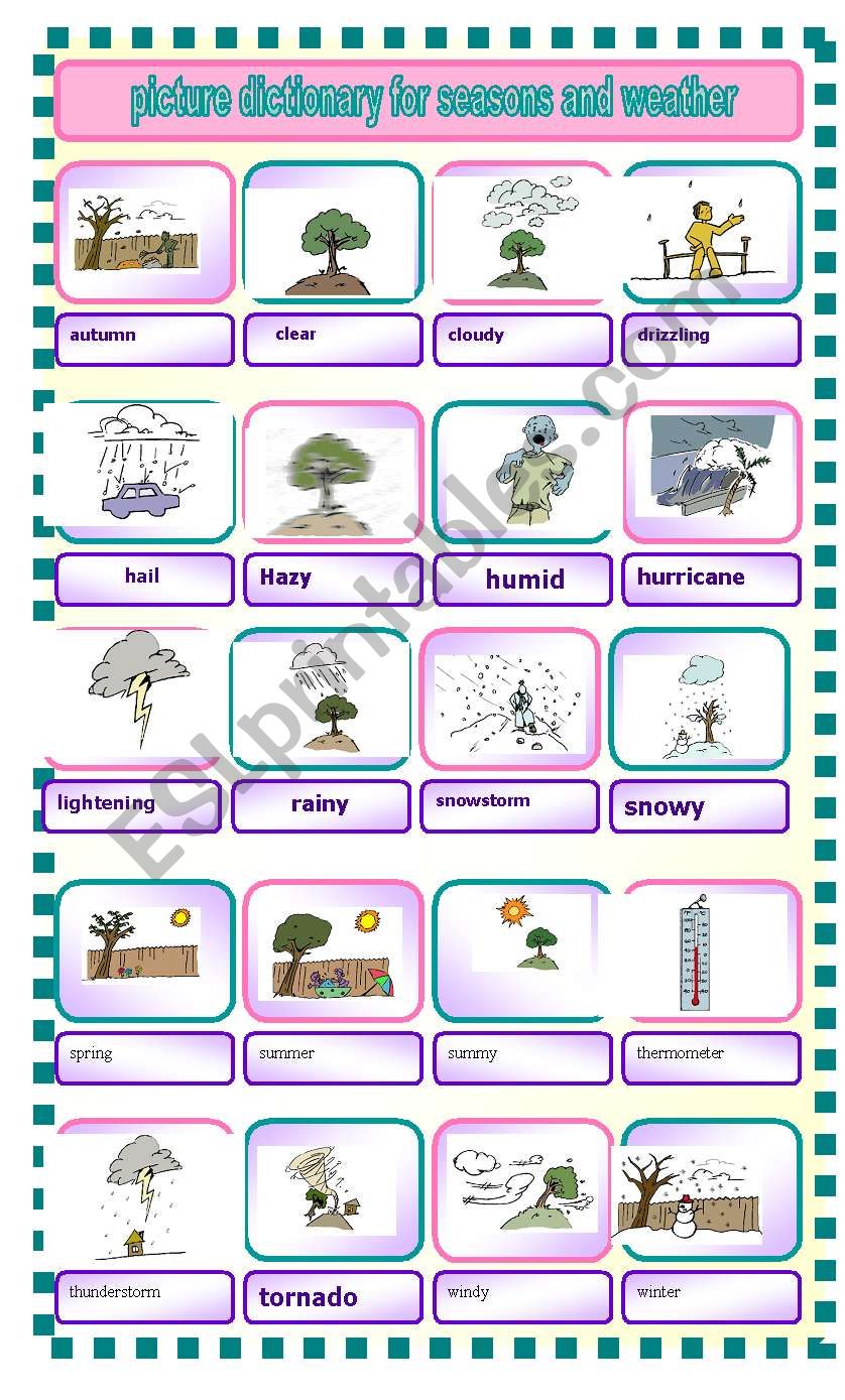 picture dictionary for seasons and weather