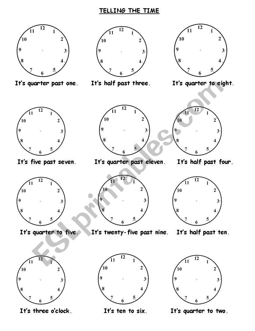 Draw the clocks worksheet