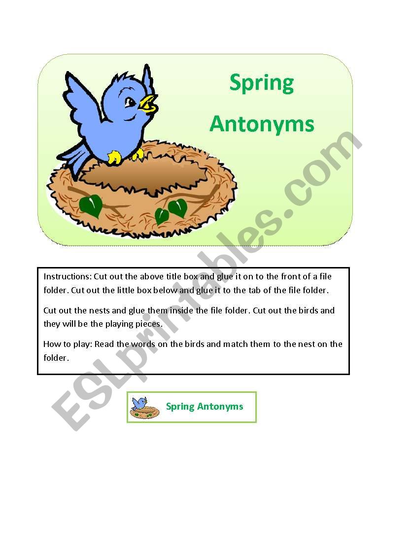 Antonyms file folder game - Part 1/3