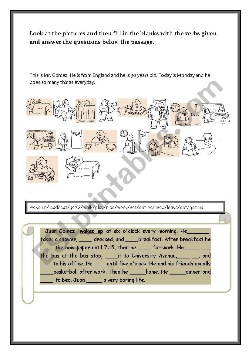 Dailly Routines worksheet
