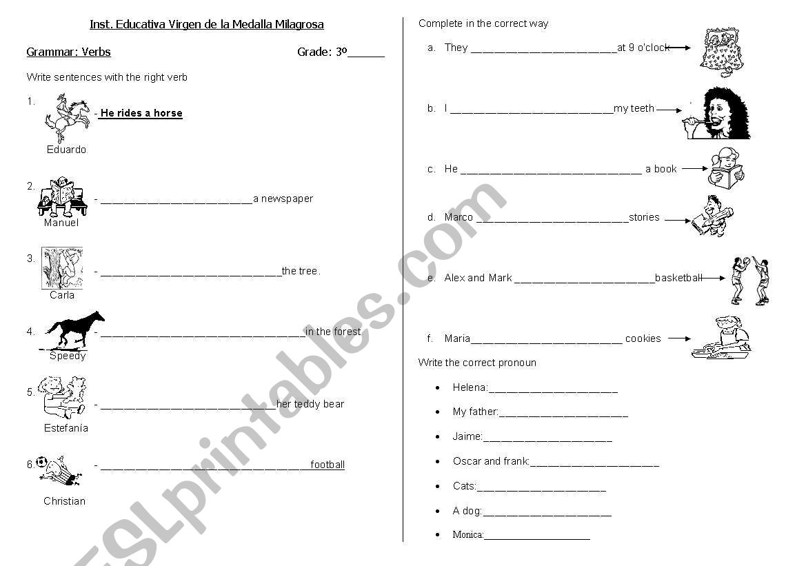 exercices verbs worksheet