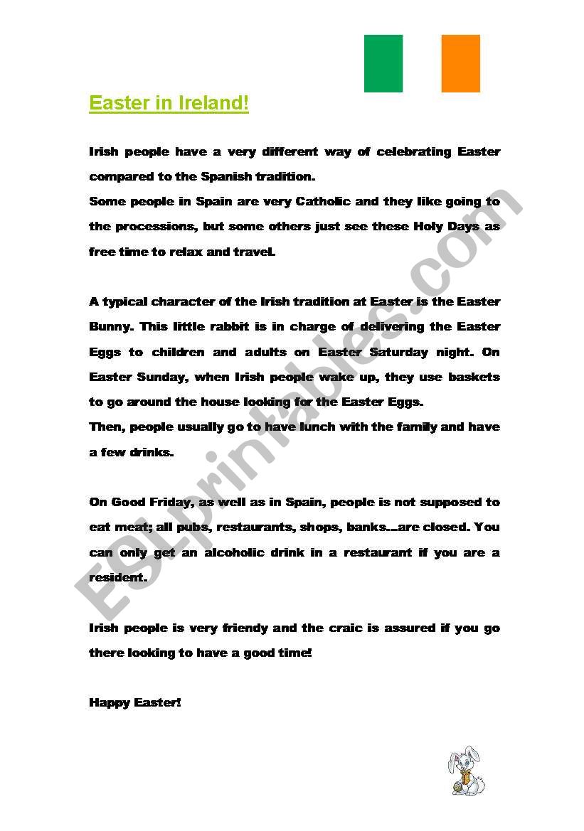 Easter in Ireland worksheet