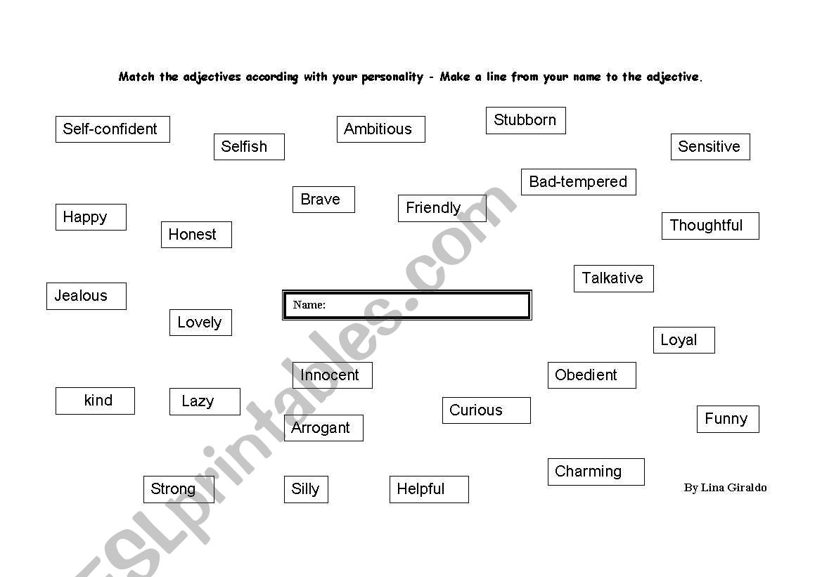 your personality worksheet