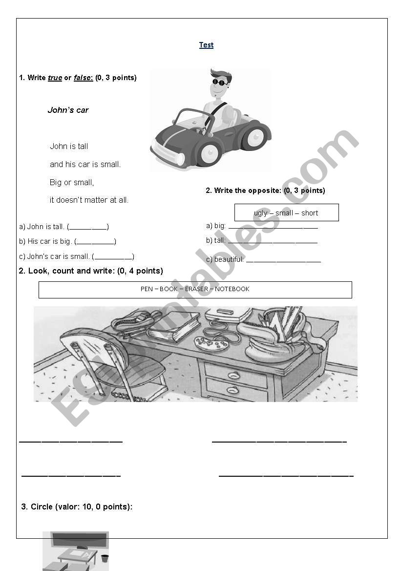 Test 3 th grade worksheet