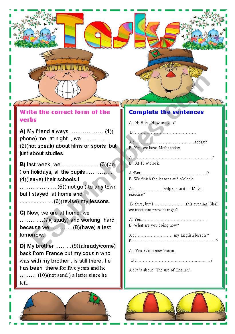 Tasks worksheet