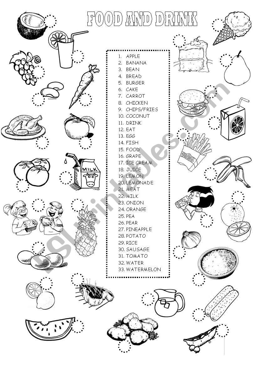 FOOD AND DRINKS worksheet