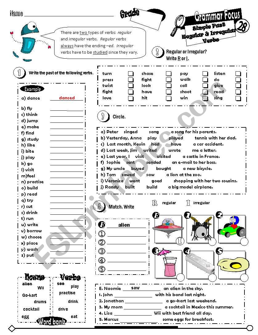 Grammar Focus Series_28_Simple Past Regular & Irregular (Fully Editable + Key)